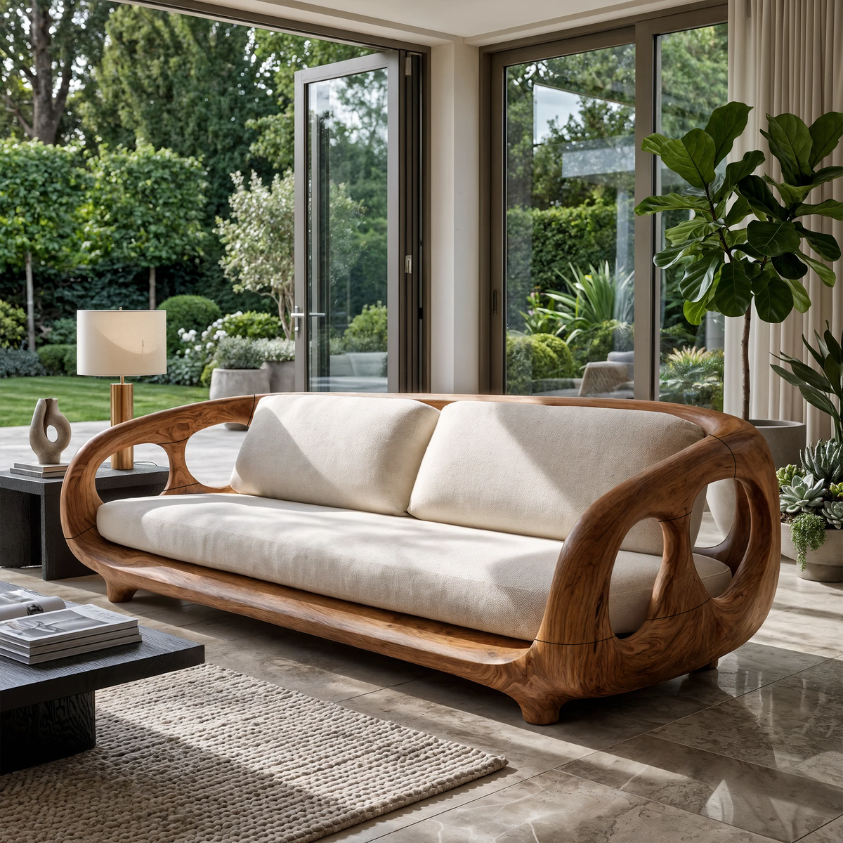 Modern Sculptural Sofa For Living Room And Sunroom