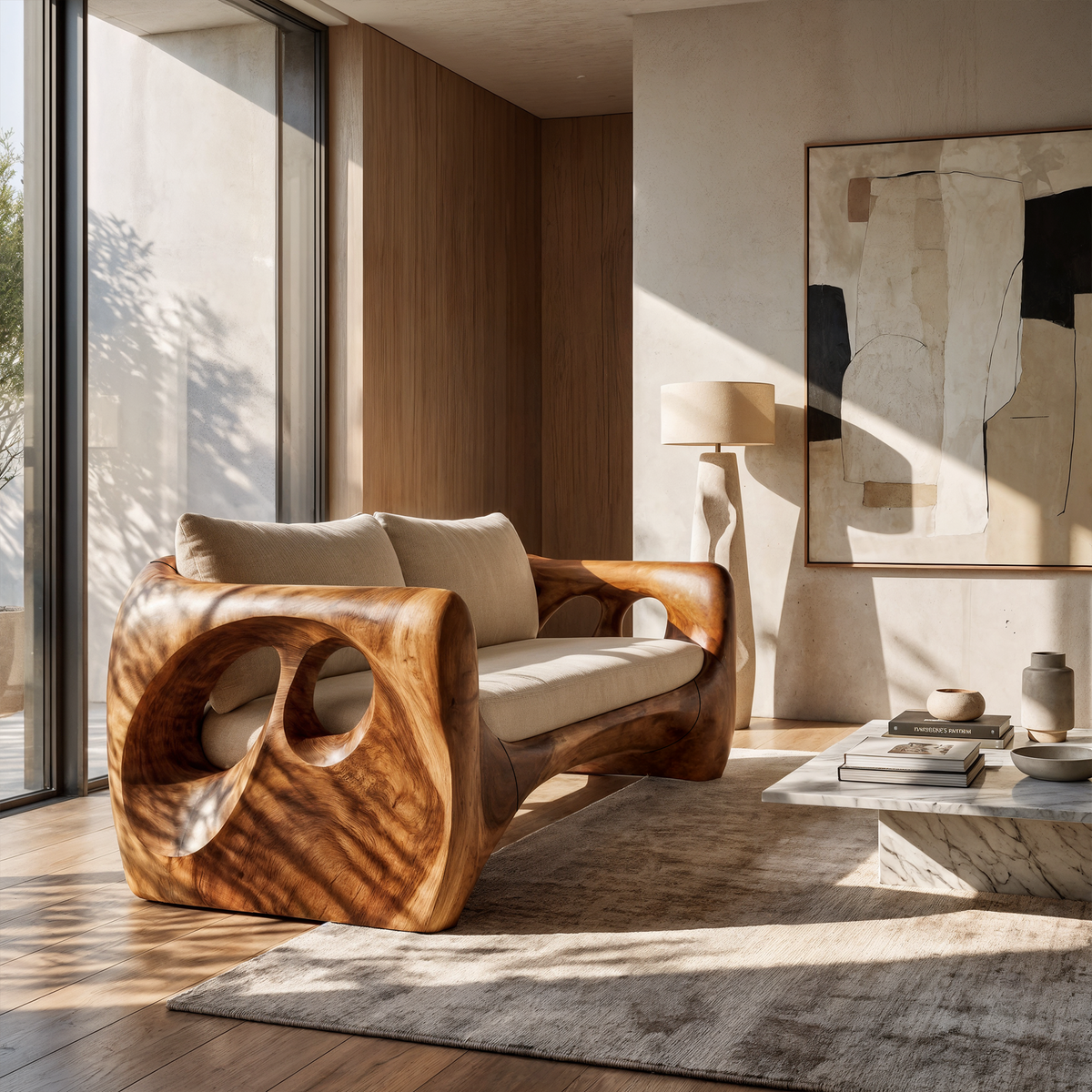 Mid Century Sculptural Sofa For Living Room And Lounge