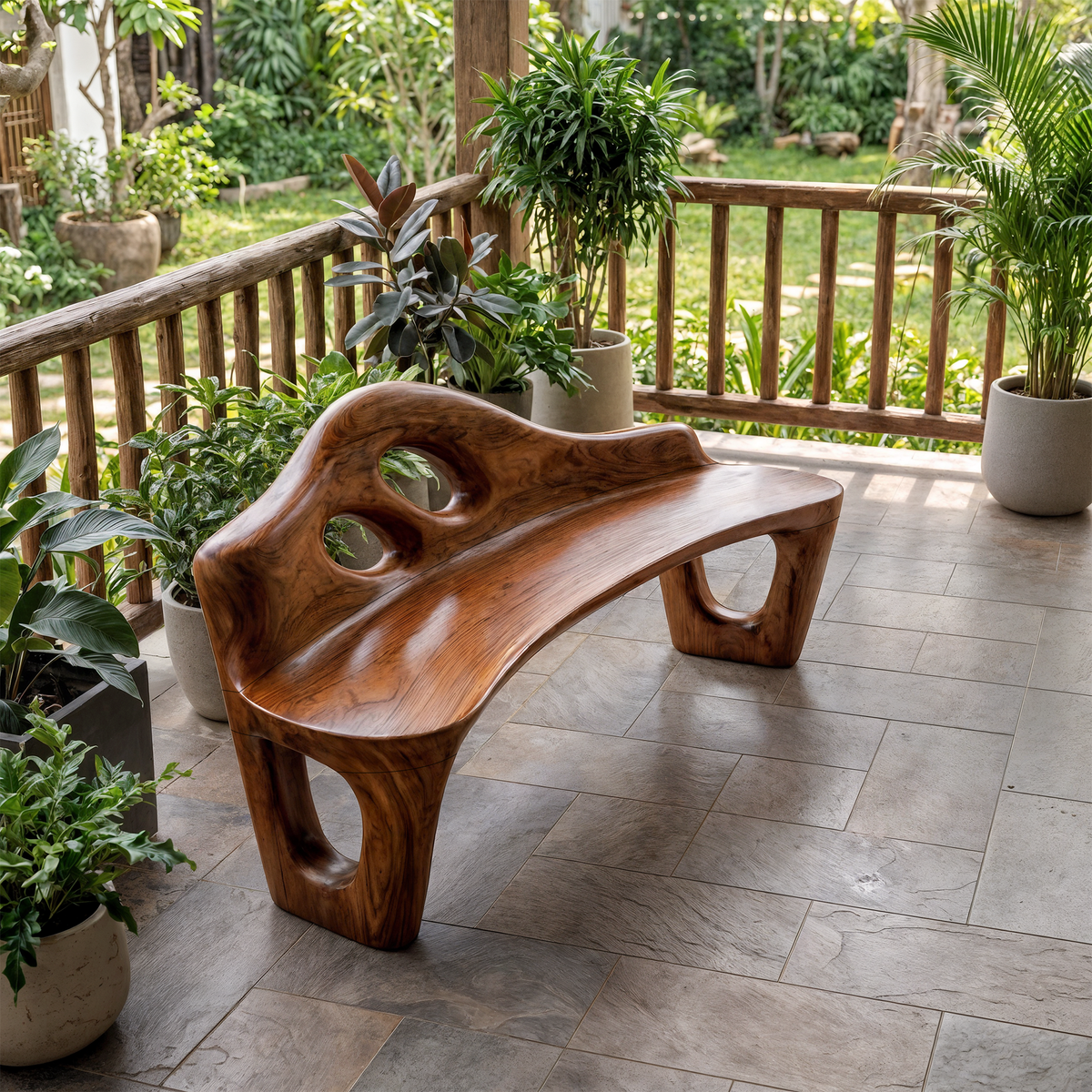 Sculptural Bench Handcrafted Freeform Design For Home