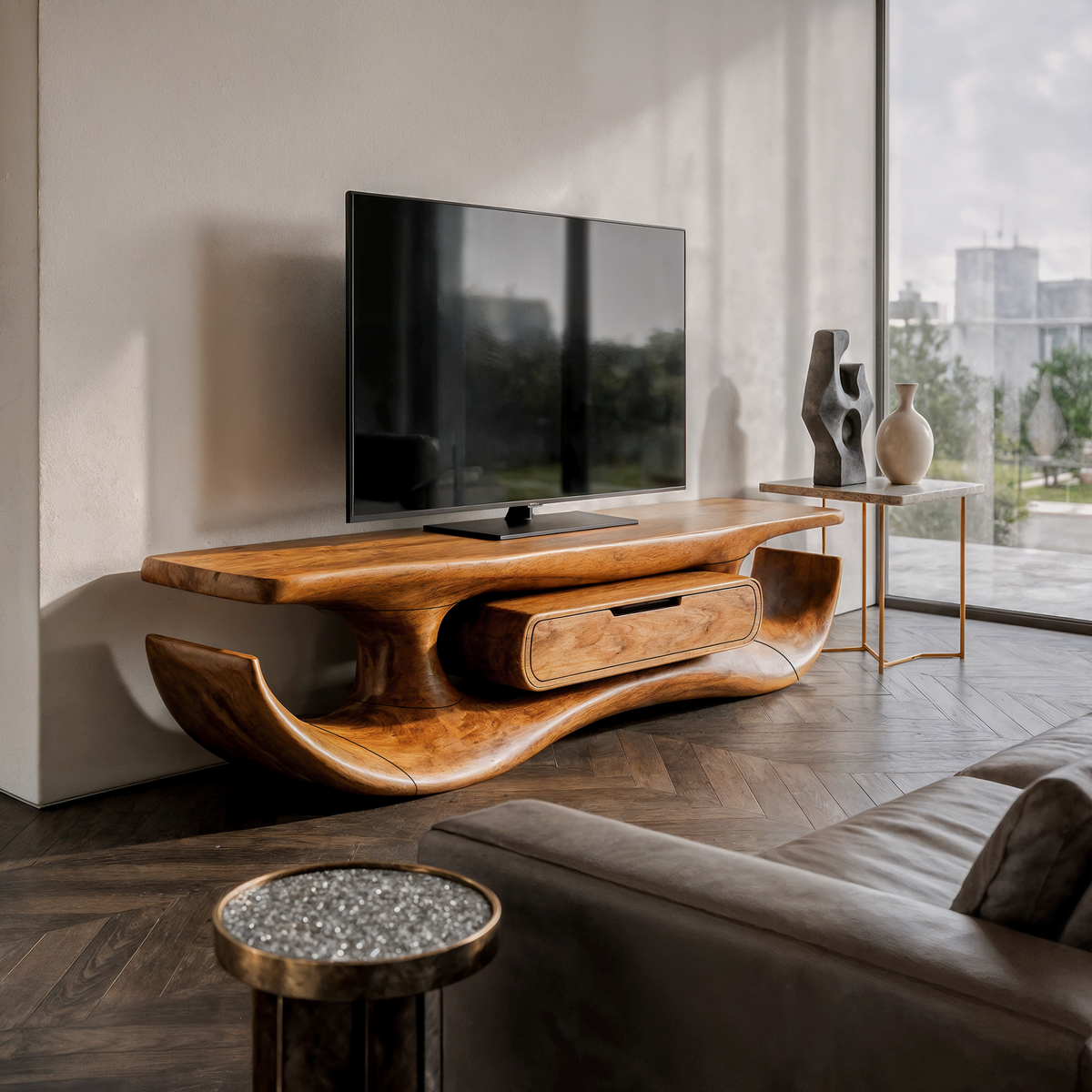 Organic Sculptural TV Cabinet For Living Room And Media Room