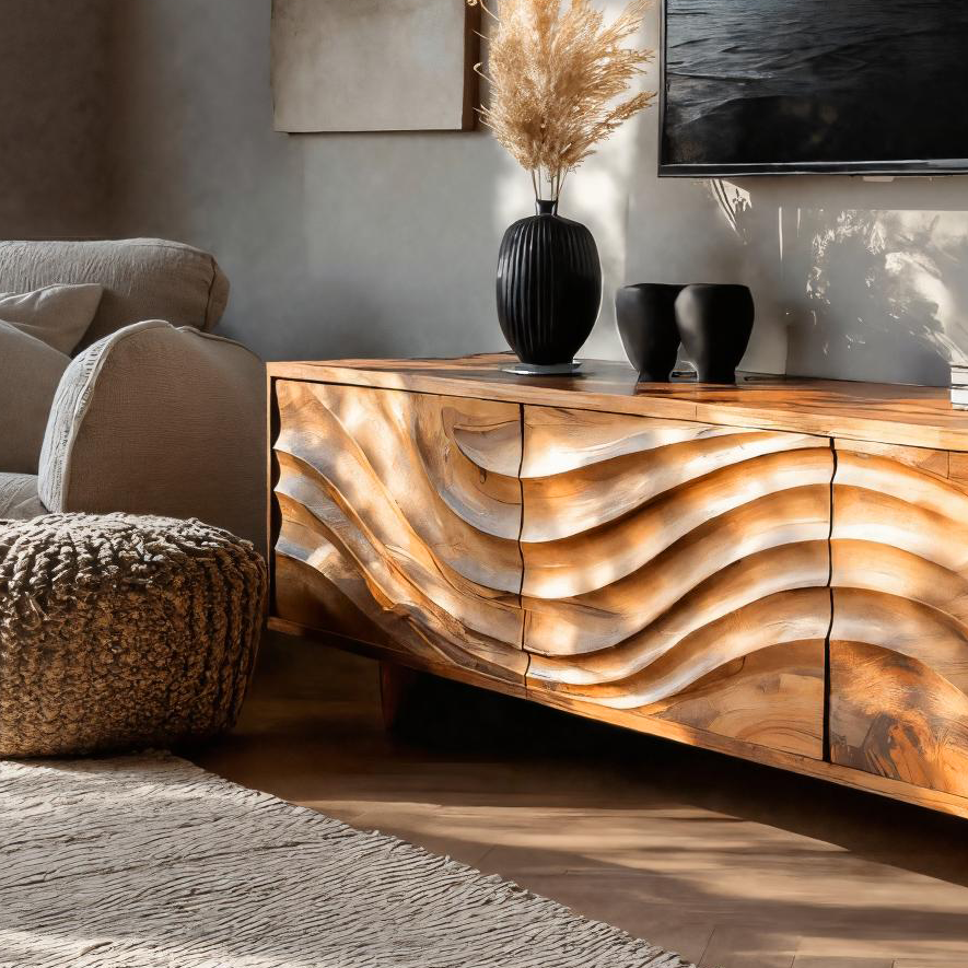 Contemporary TV Cabinet With Storage Drawers For Living