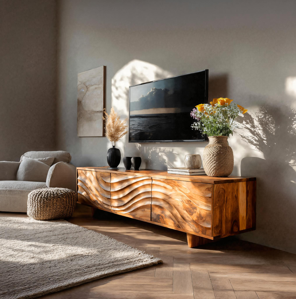 Contemporary TV Cabinet With Storage Drawers For Living