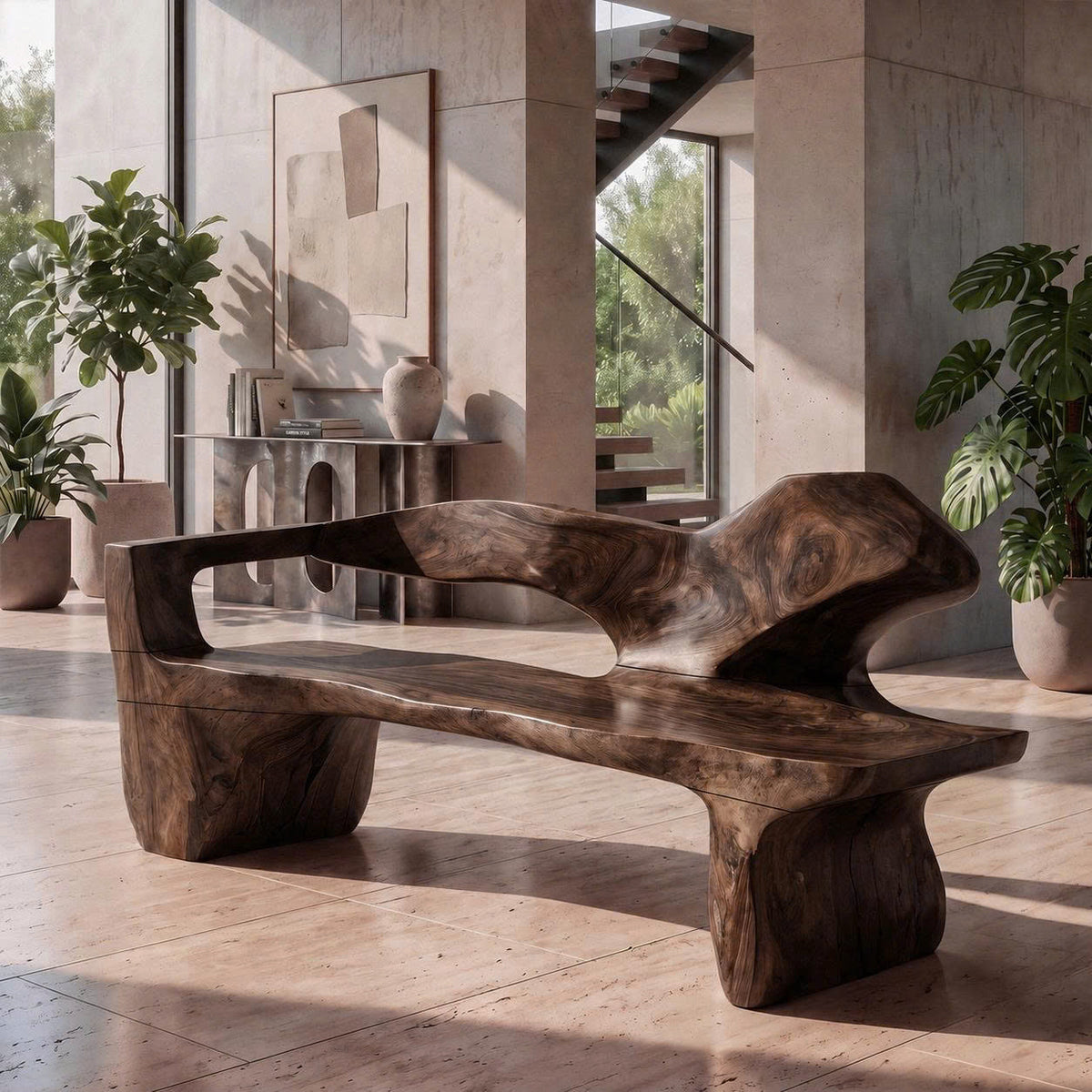 Rustic Bench Handcrafted Live Edge Design For Entryway