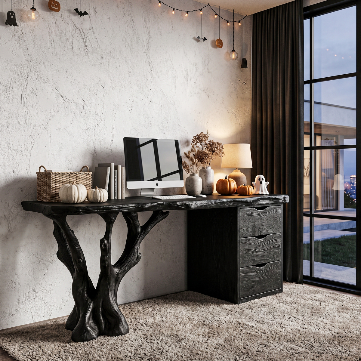 Mid Century Halloween Desk Branch Design For Study Room And Workspace