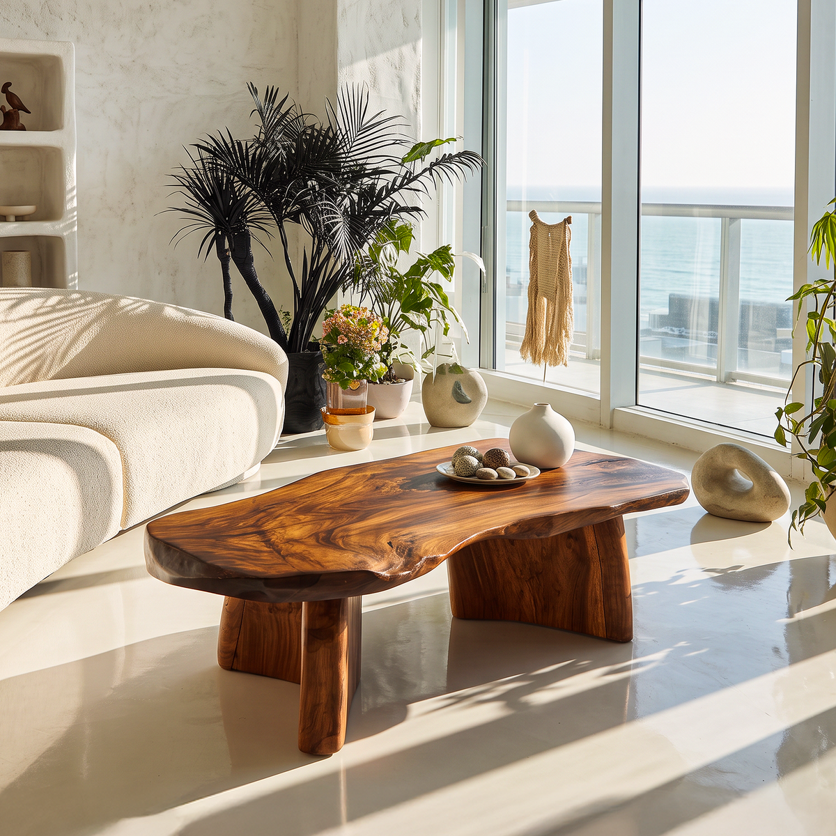 Organic Modern Live Edge Coffee Table With Natural Edge Design For Living Room