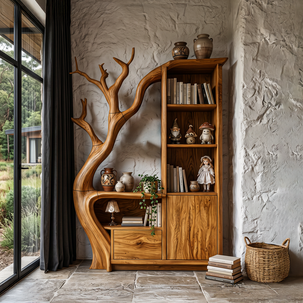 Modern Storage Cabinet With Rounded Frame Design For Entryway