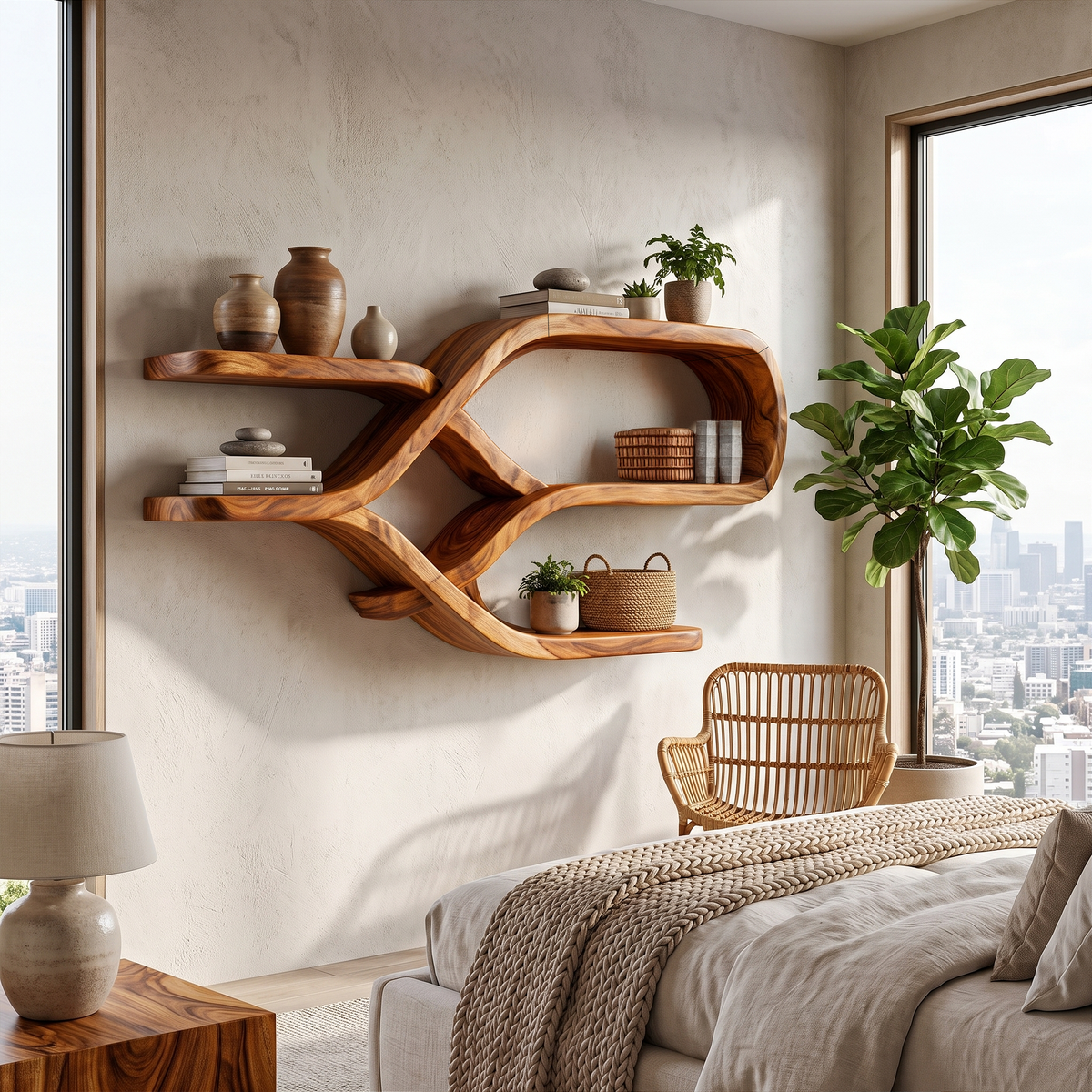 Modern Organic Floating Display Shelves For Bedroom
