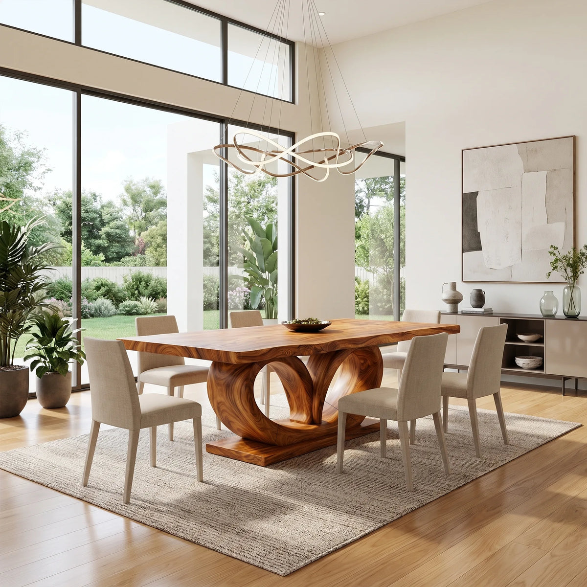 Organic Modern Dining Table Dining Room Table Rectangle Dining Table Curved Base For Dining Room