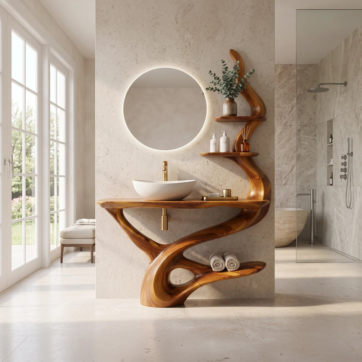 Graceful Bathroom Vanity Bathroom Vanity With Sink Freestanding Bathroom Vanity Sculptural Open Shelf For Modern Bathroo