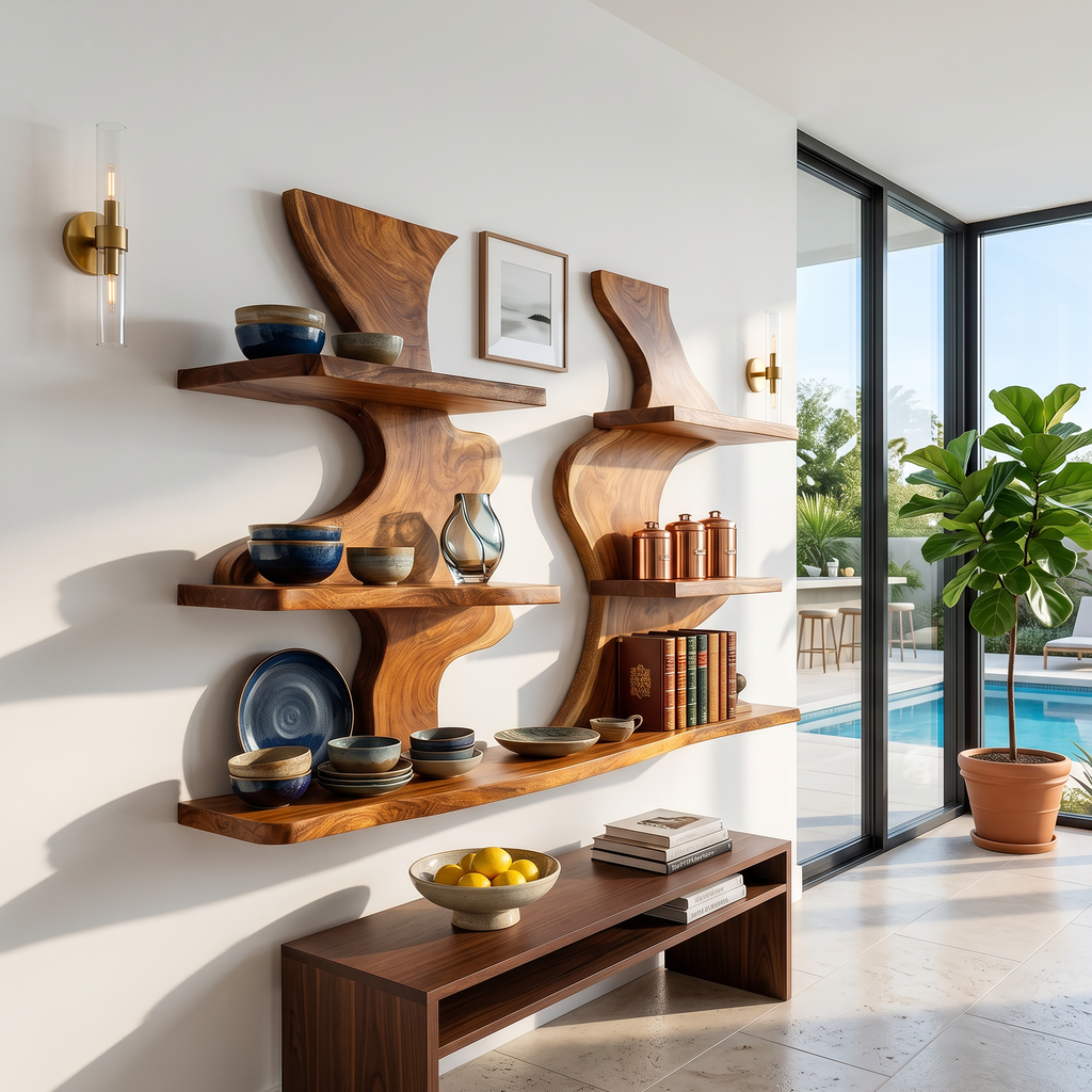 Organic Modern Decorative Wall Shelves For Living Room