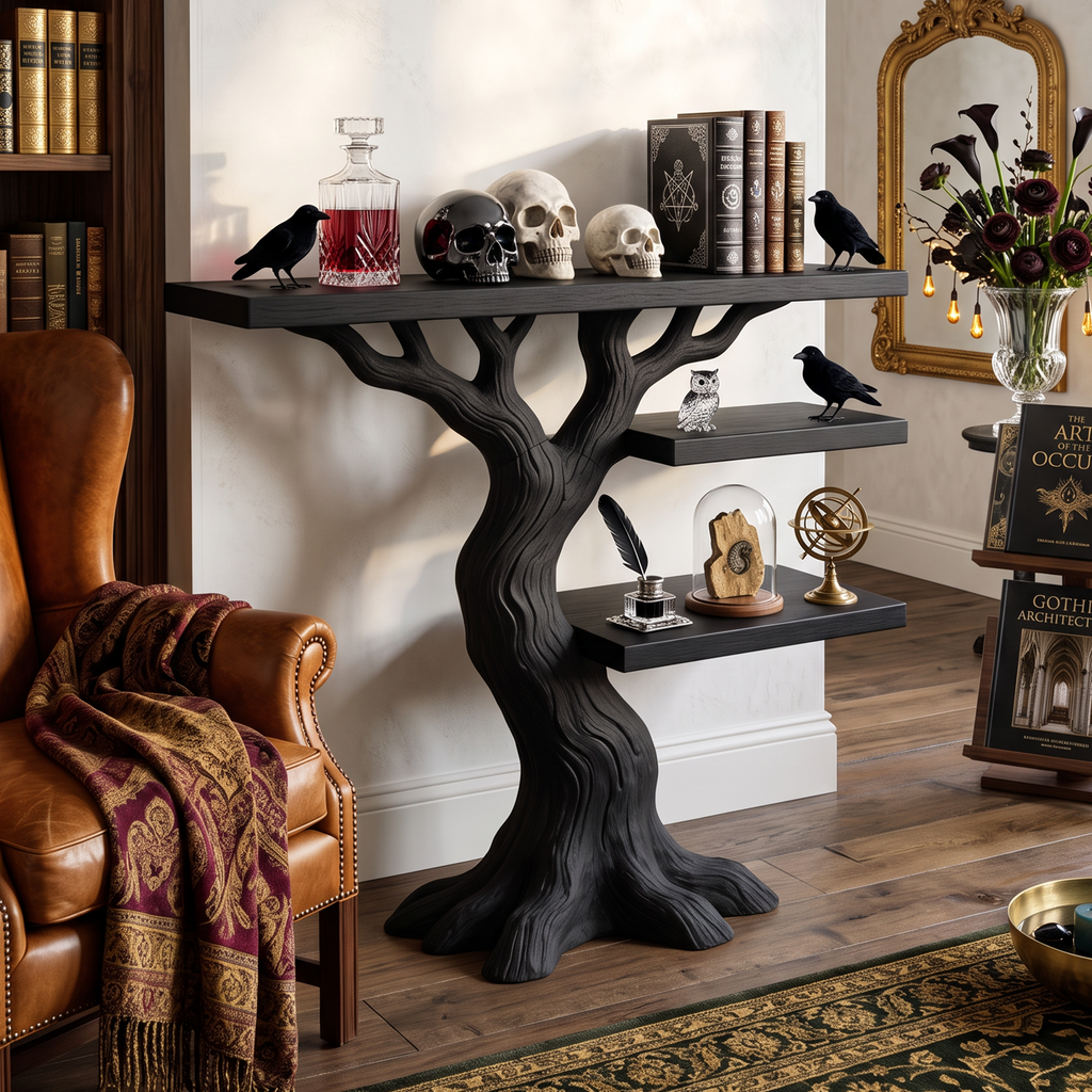 Contemporary Woodland Branch Console Table For Halloween Decor