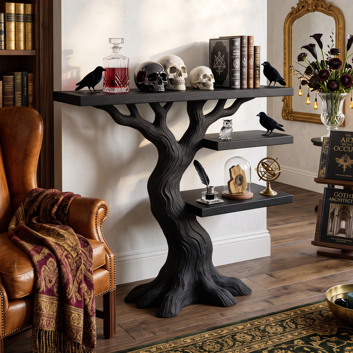 Contemporary Woodland Branch Console Table For Halloween Decor