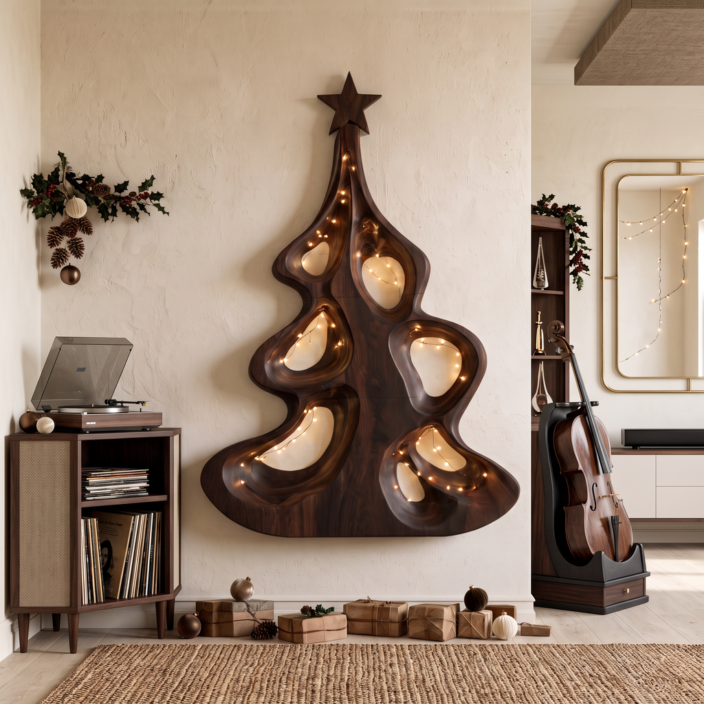 Modern Christmas Wall Decor With Artistic Hollow Tree Form For Entryway