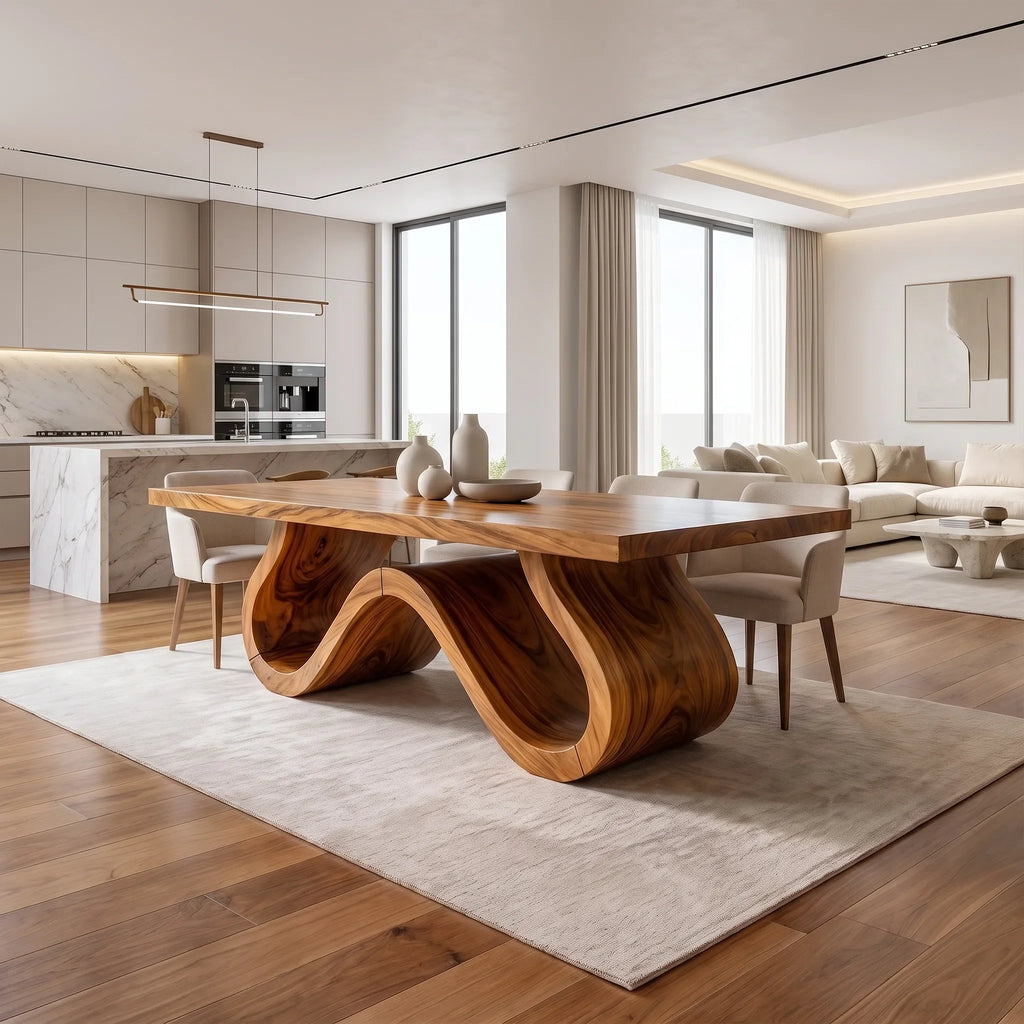 Sculptural Modern Dining Table Rectangle Dining Room Table For Living Room