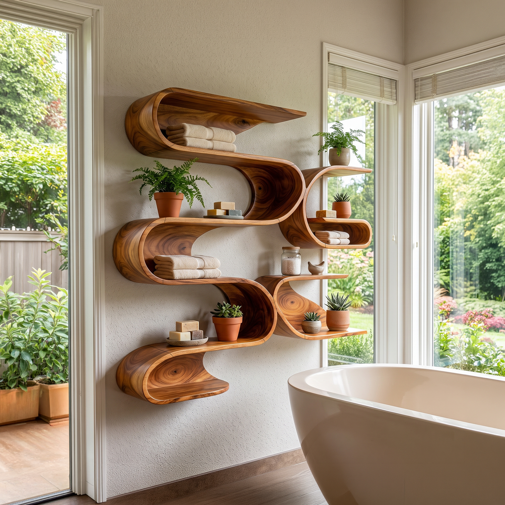 Organic Modern Wall Mounted Shelves For Bathroom