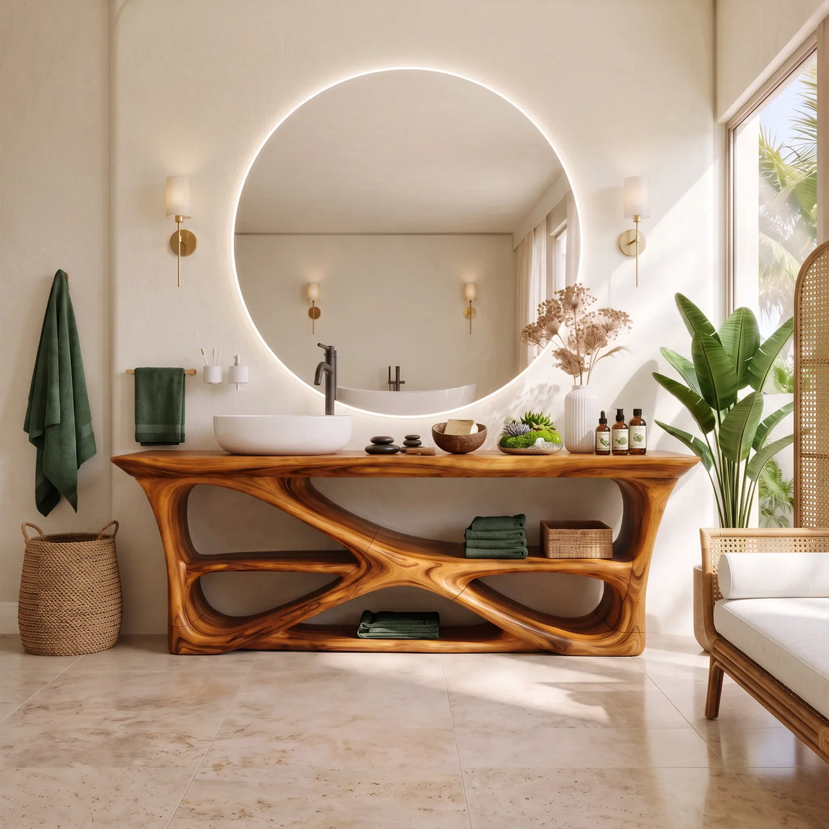 Serene Modern Bathroom Vanity Bathroom Vanity With Sink Freestanding Bathroom Vanity Open Shelf Design For Spa Bathroom