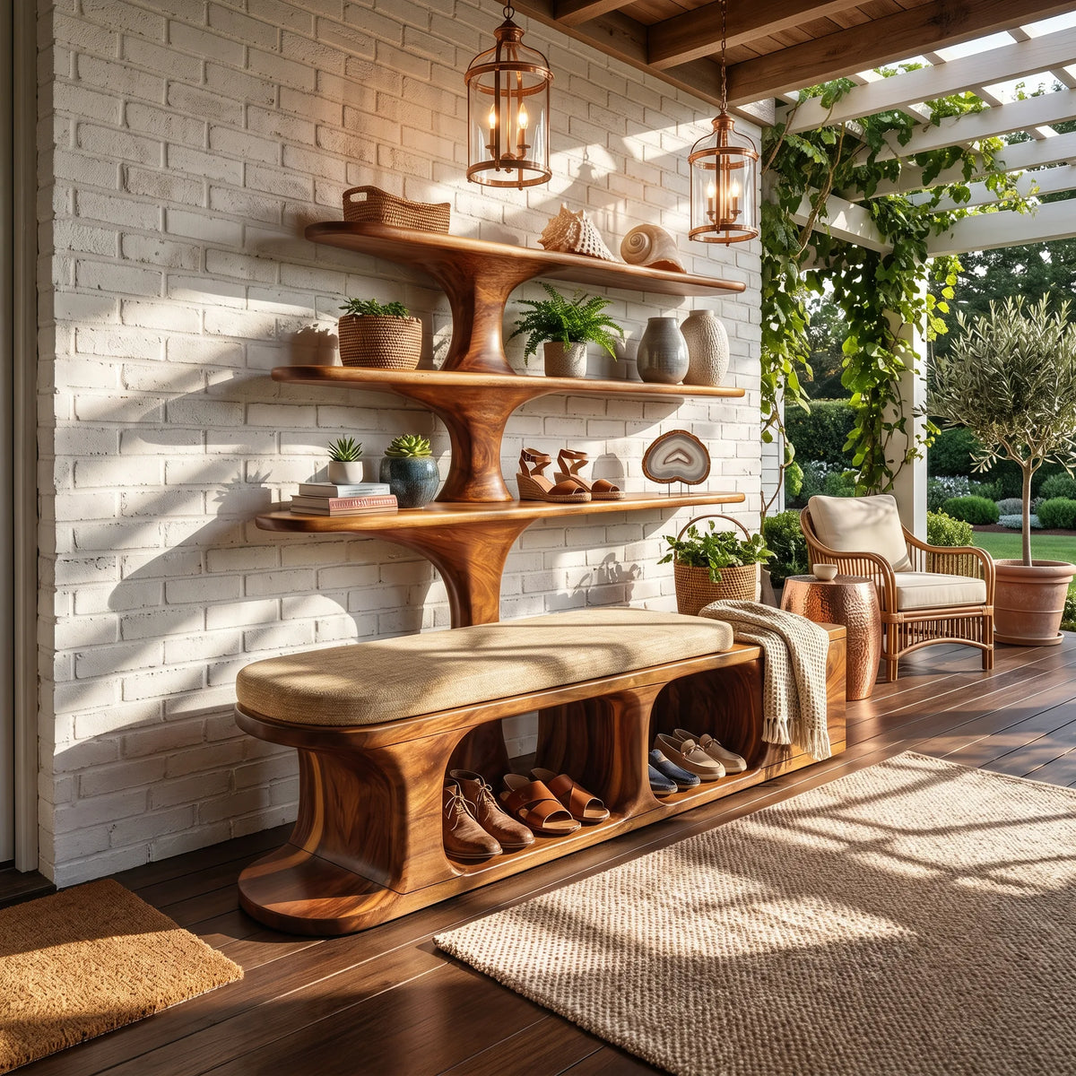 Modern Shoe Rack Bench For Entryway Lounge Living Corner