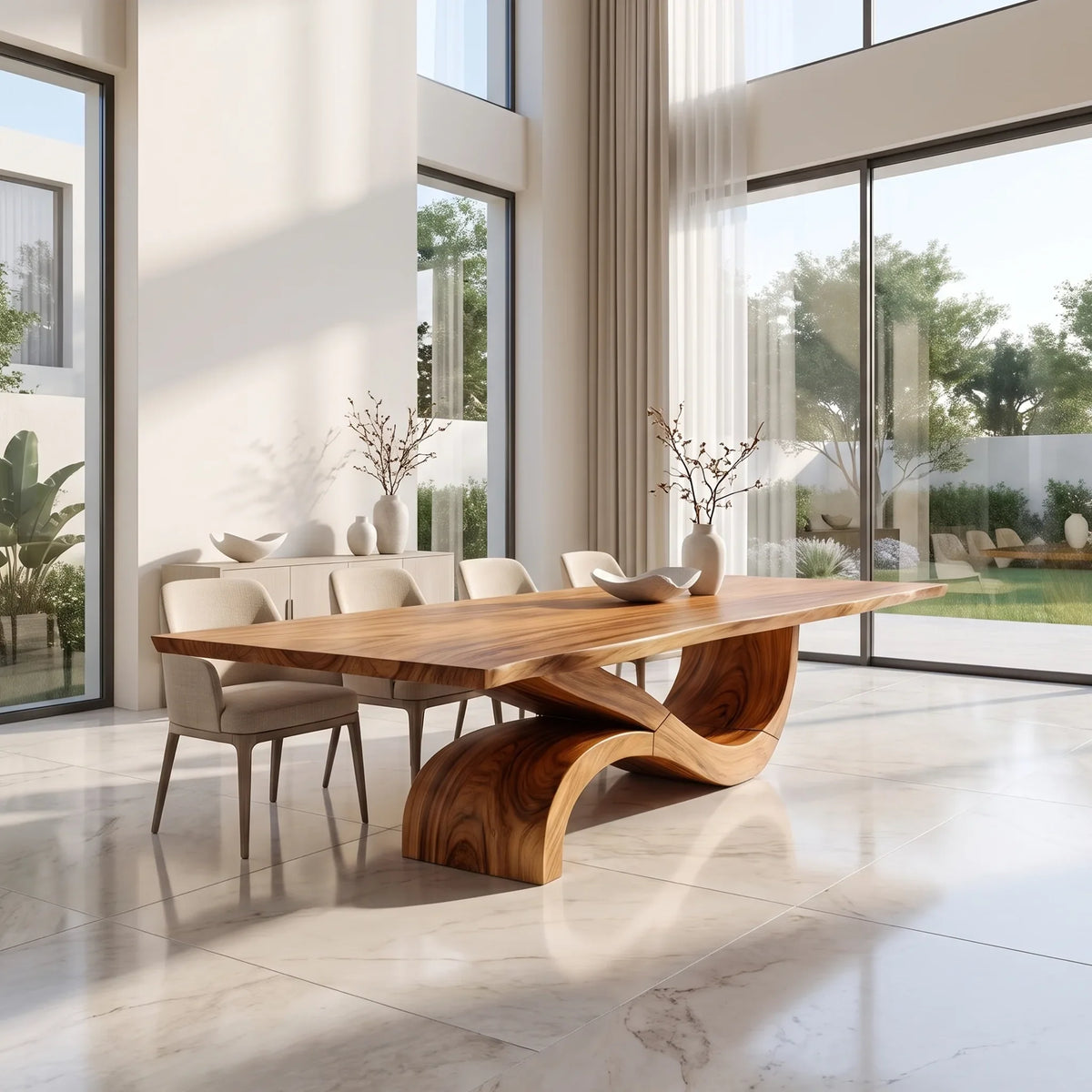 Flowing Rectangle Dining Table Modern Dining Room Table For Open Dining Space