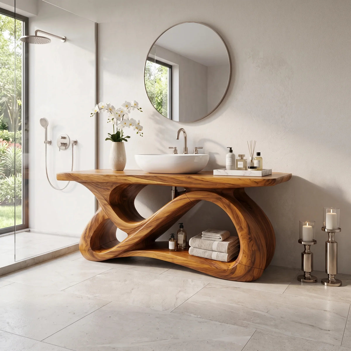 Elegant Bathroom Vanity Bathroom Vanity With Sink Freestanding Bathroom Vanity Loop Base Open Shelf For Master Bathroom