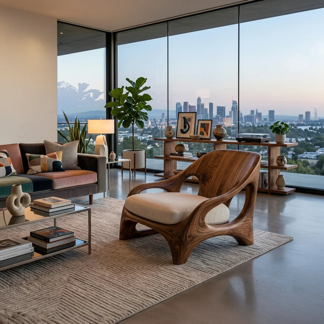 Modern Accent Chair With Organic Loop Frame For Living Room