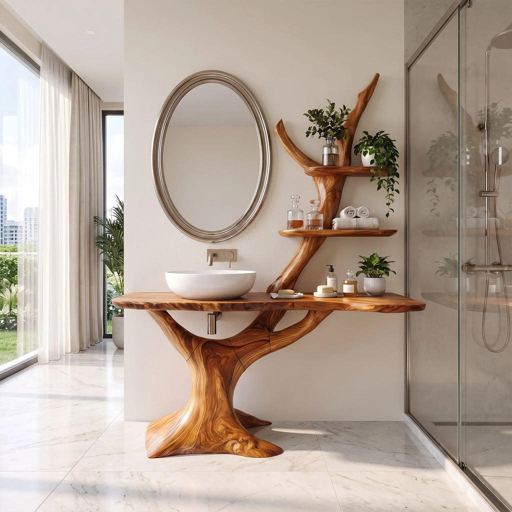 Artistic Bathroom Vanity With Sink Wooden Bathroom Vanity Modern Bathroom Vanity Tree Inspired Shelving For Contemporary
