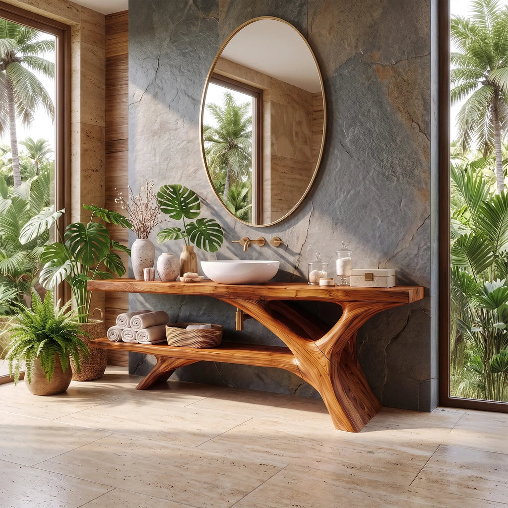 Organic Modern Bathroom Vanity Bathroom Vanity With Sink Open Shelf Design For Spa Bathroom