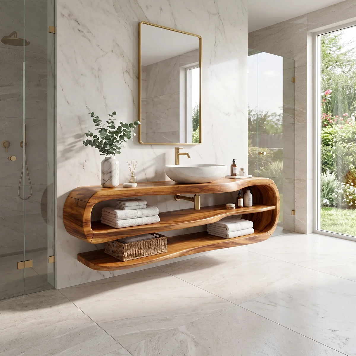Peaceful Floating Bathroom Vanity Bathroom Vanity With Sink Modern Bathroom Vanity Long Double Shelf For Spa Bathroom