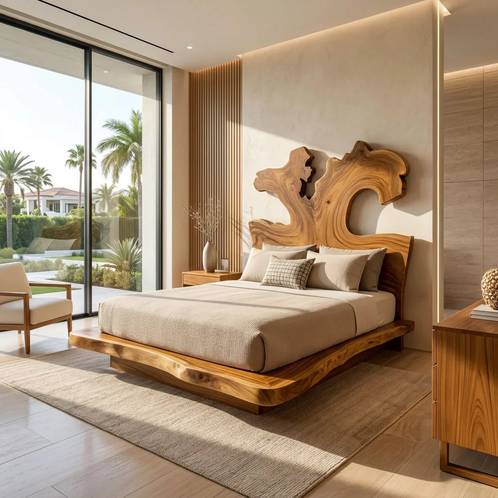 Luxury Bed Frame Freeform Sculptural Headboard For Master Bedroom