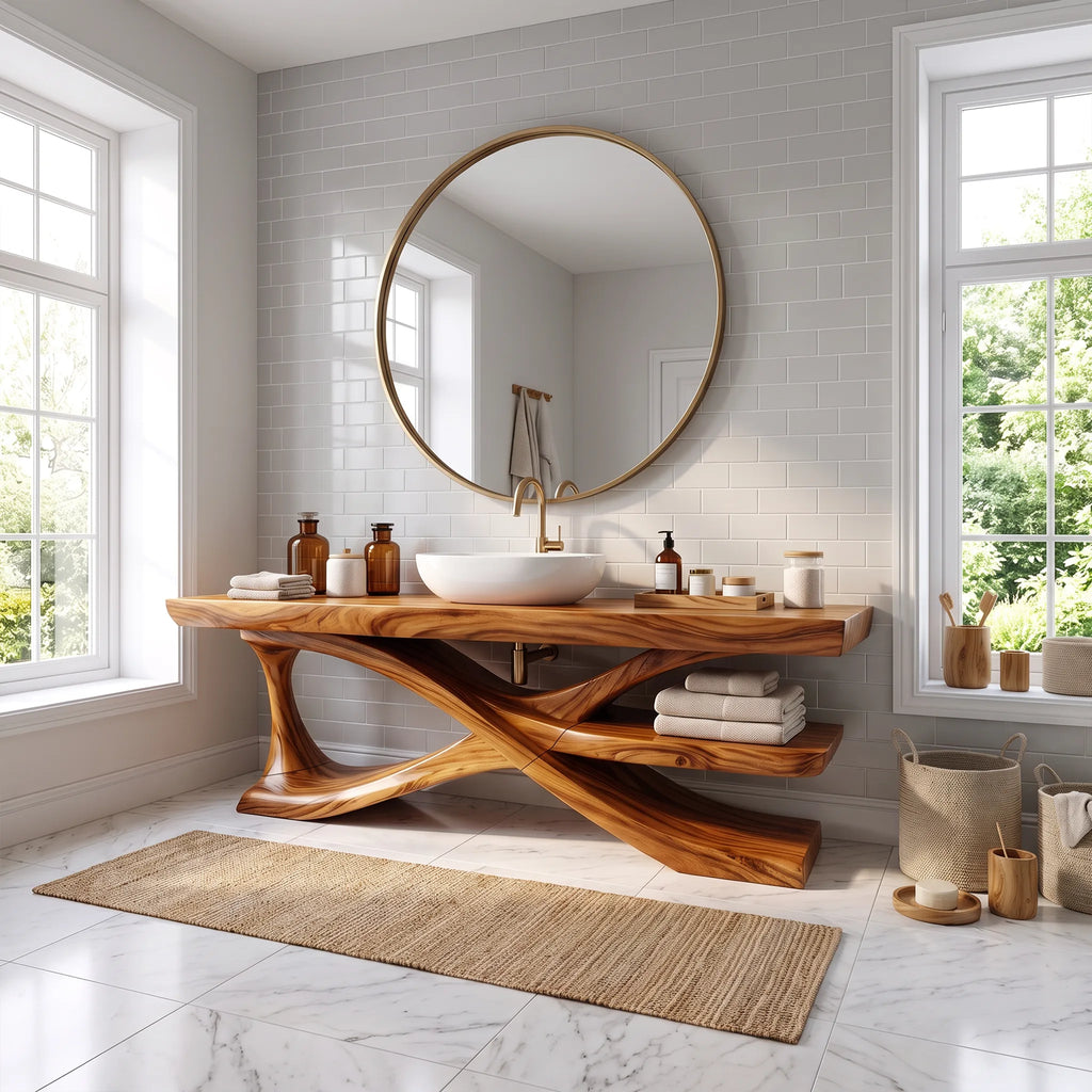 Minimal Modern Bathroom Vanity Bathroom Vanity With Sink Wooden Bathroom Vanity Extended Open Shelf For Contemporary Bat