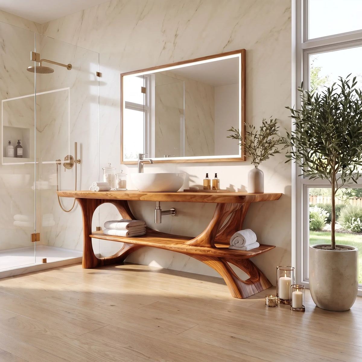 Tranquil Bathroom Vanity Bathroom Vanity With Sink Freestanding Bathroom Vanity Asymmetric Open Shelf For Spa Bathroom