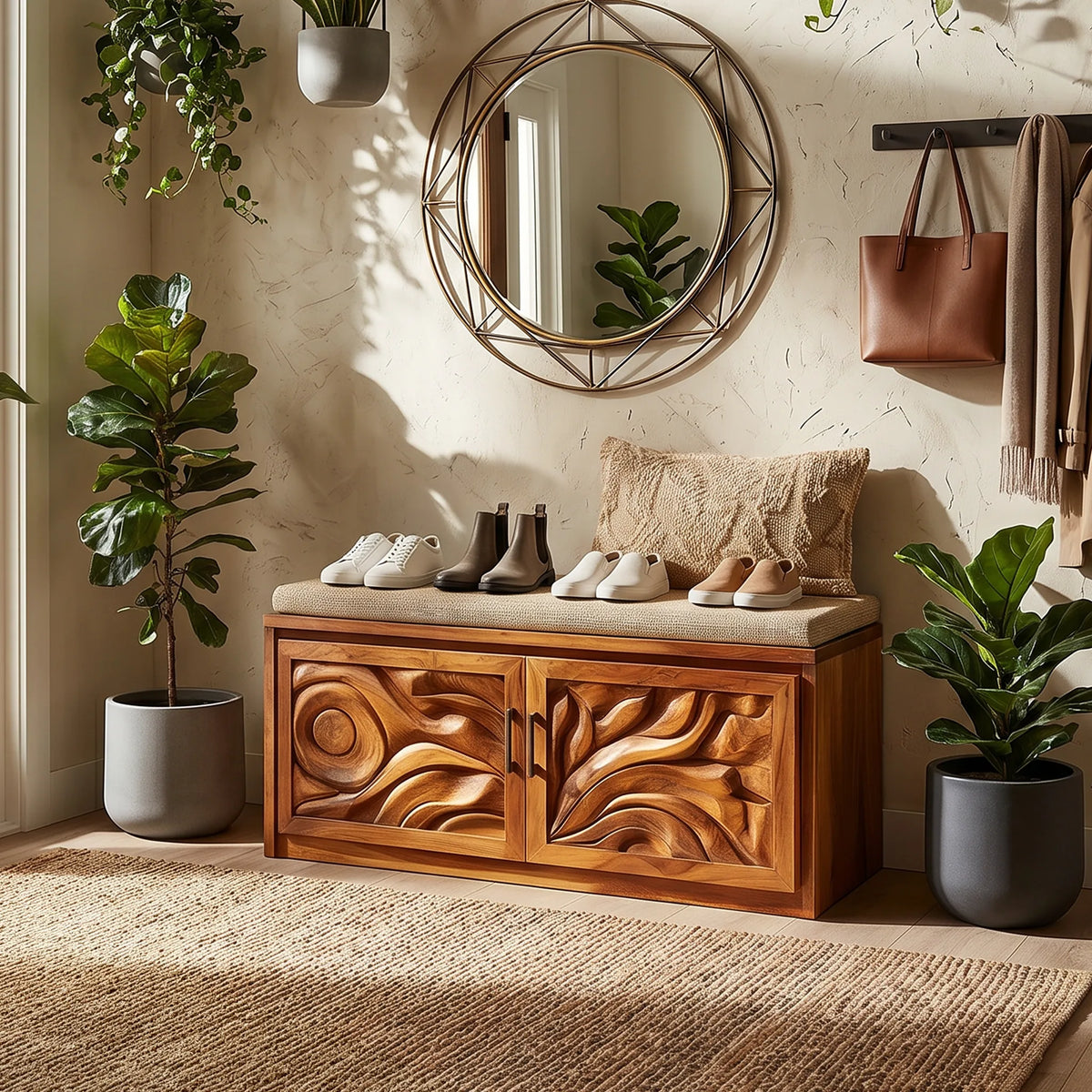 Modern Shoe Storage Cabinet For Condo Entryway Hallway Placement