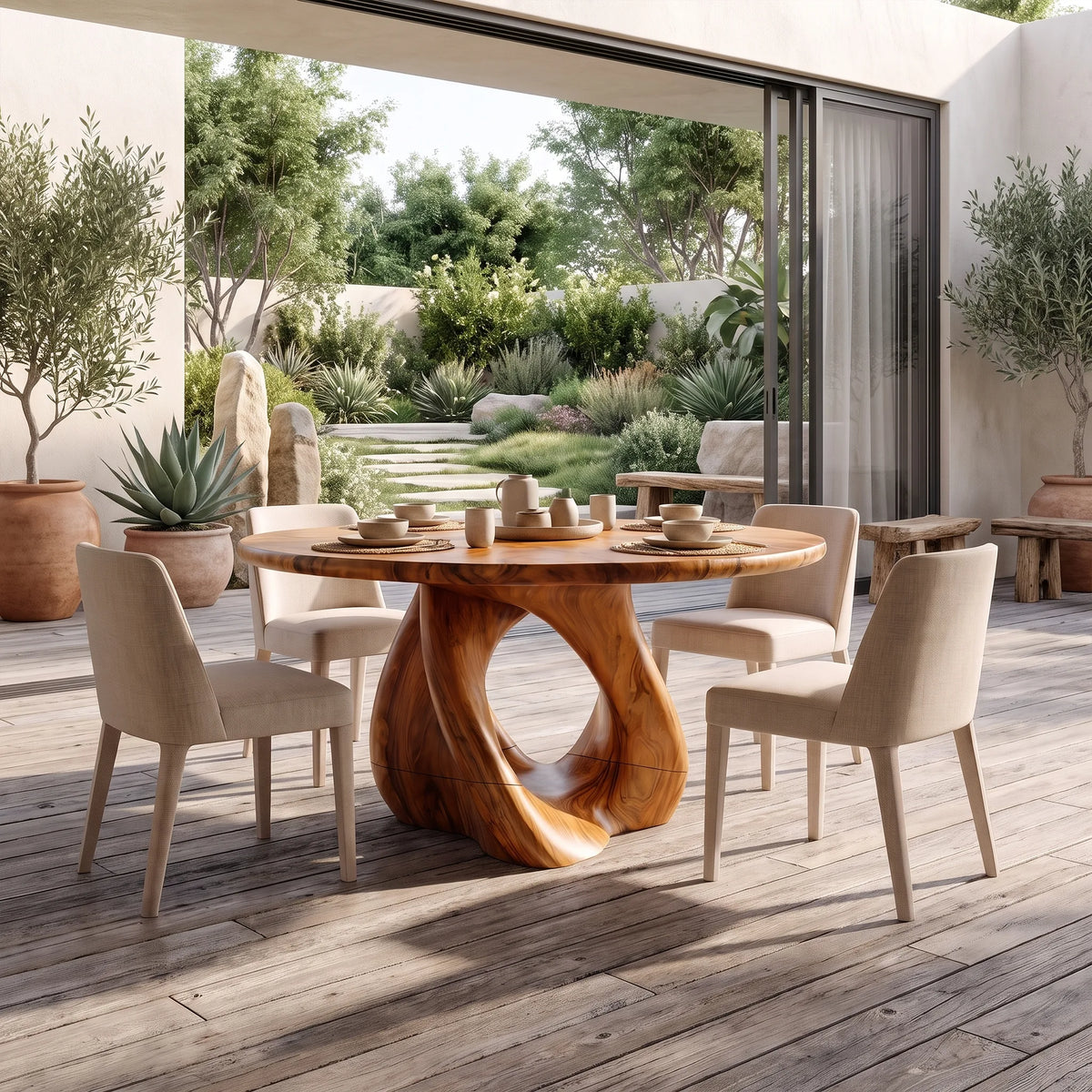 Serene Round Dining Table Modern Dining Room Table For Patio Dining Area