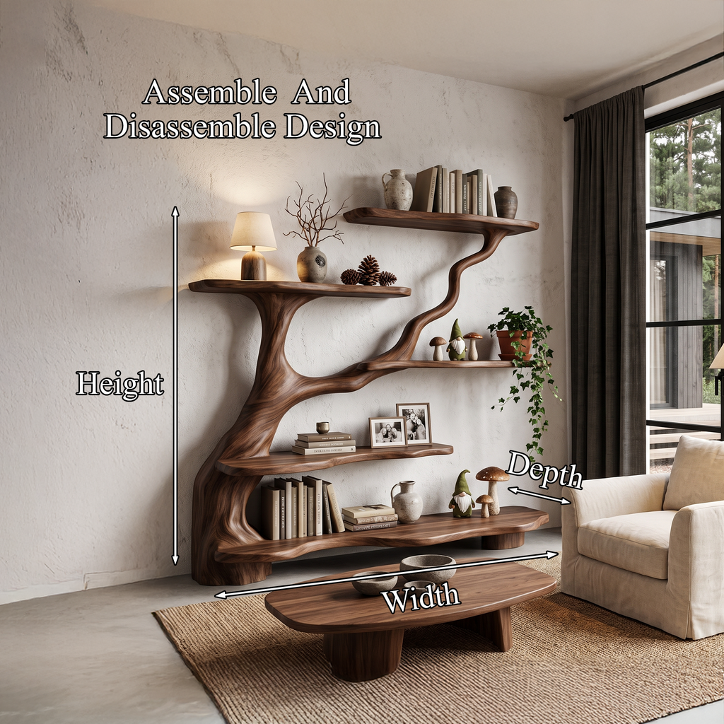 Organic Tree Bookshelf With Flowing Branch Design For Living Room