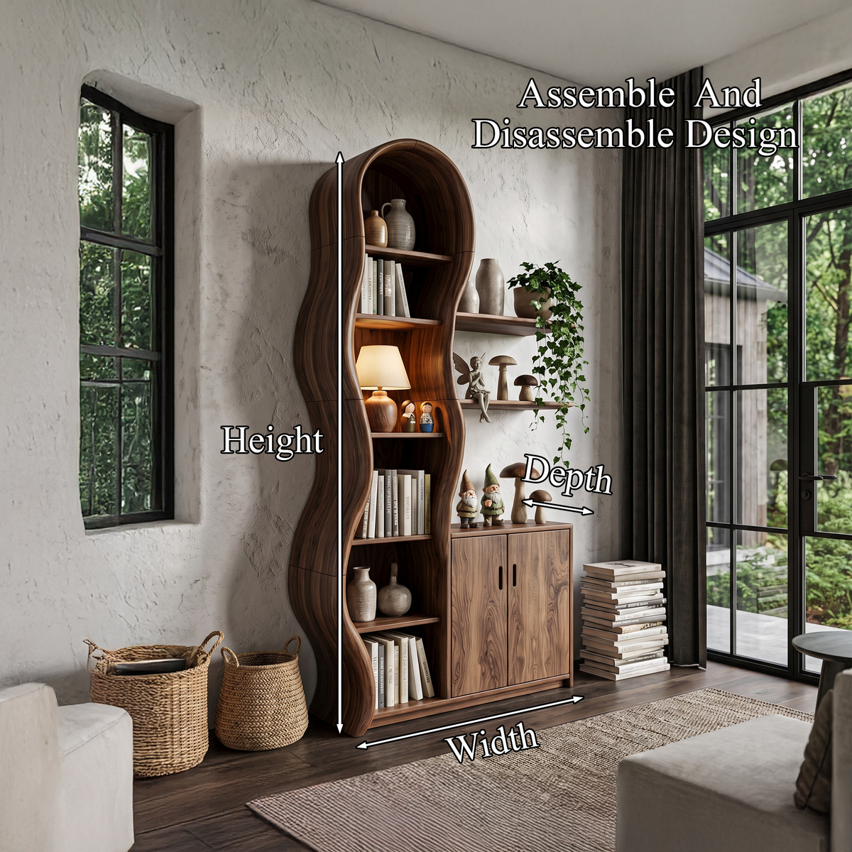 Contemporary Wooden Display Cabinet With Sculptural Branch Frame For Living Room