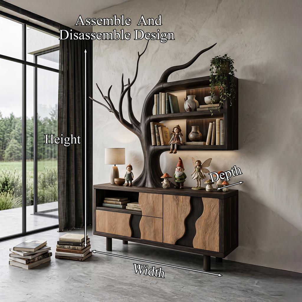 Modern Cabinet With Integrated Tree Branch Design For Living Room
