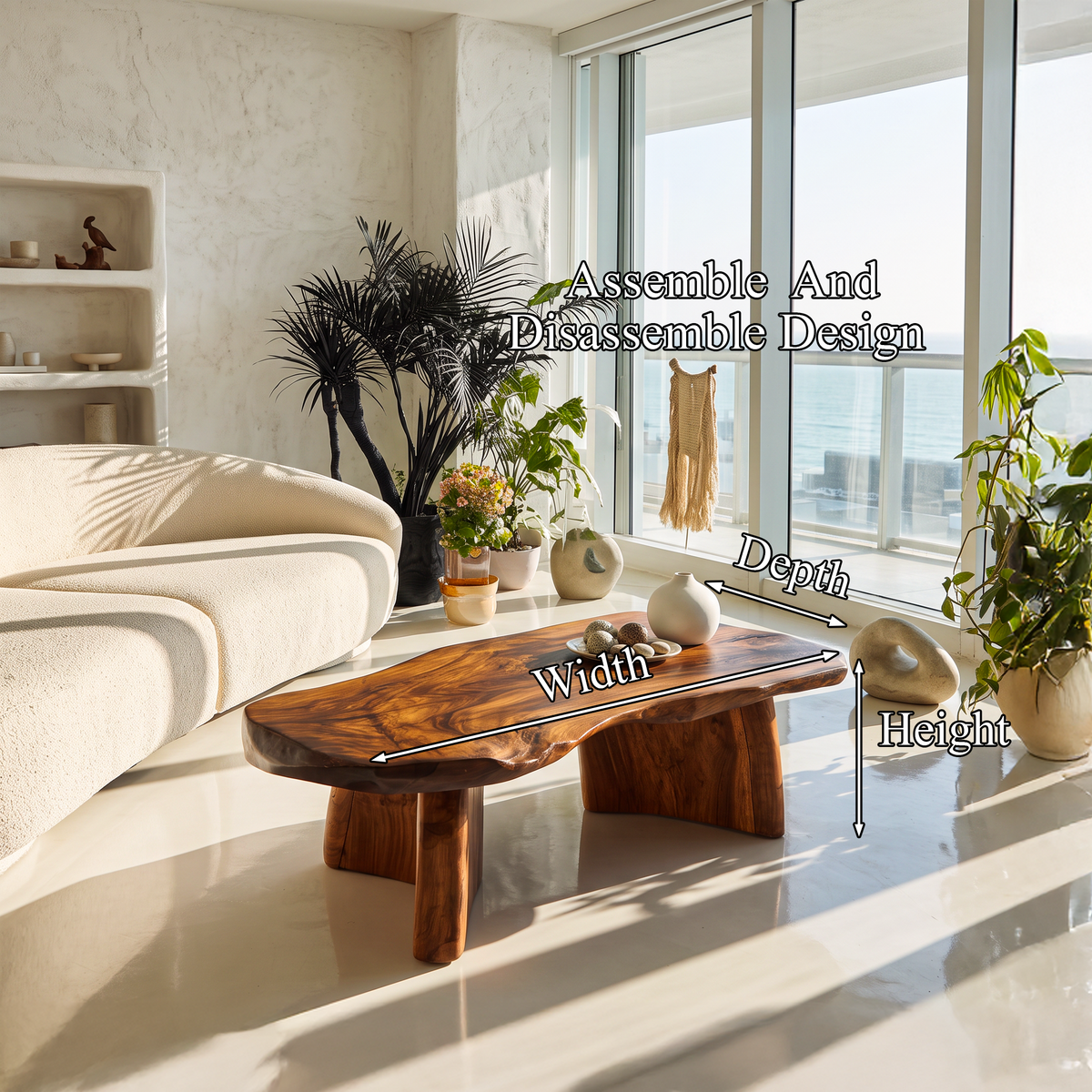 Organic Modern Live Edge Coffee Table With Natural Edge Design For Living Room