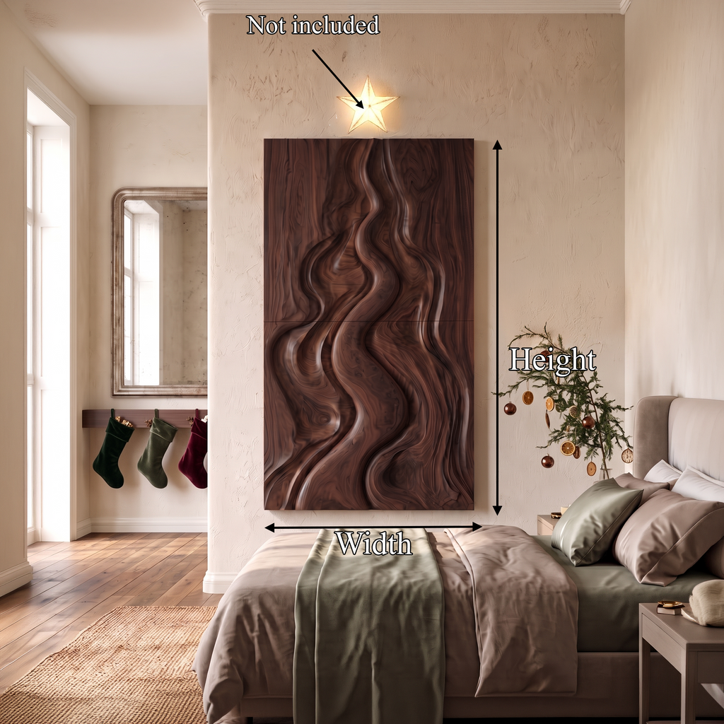 Natural Christmas Abstract Wall Decor With Fluid Carved Design For Bedroom