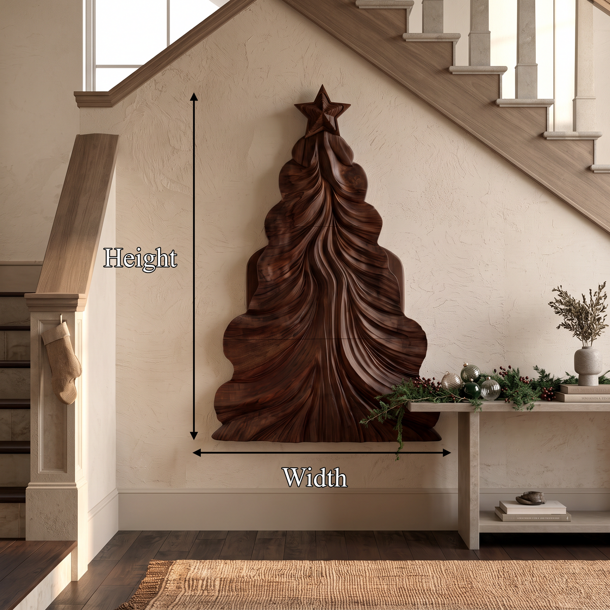 Contemporary Wooden Christmas Decor With Curved Openwork Design For Living Room