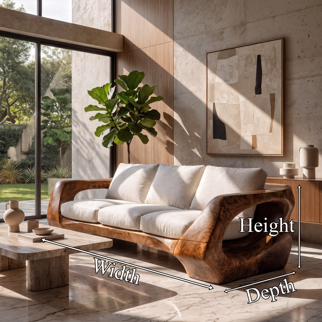 Natural Sculptural Sofa For Living Room And Lounge Area