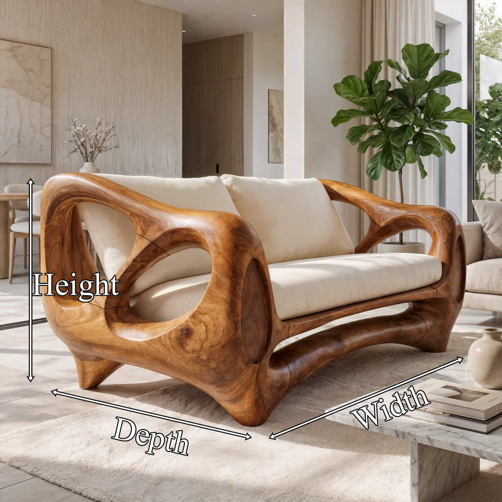 Scandinavian Curved Sofa For Living Room And Sunroom