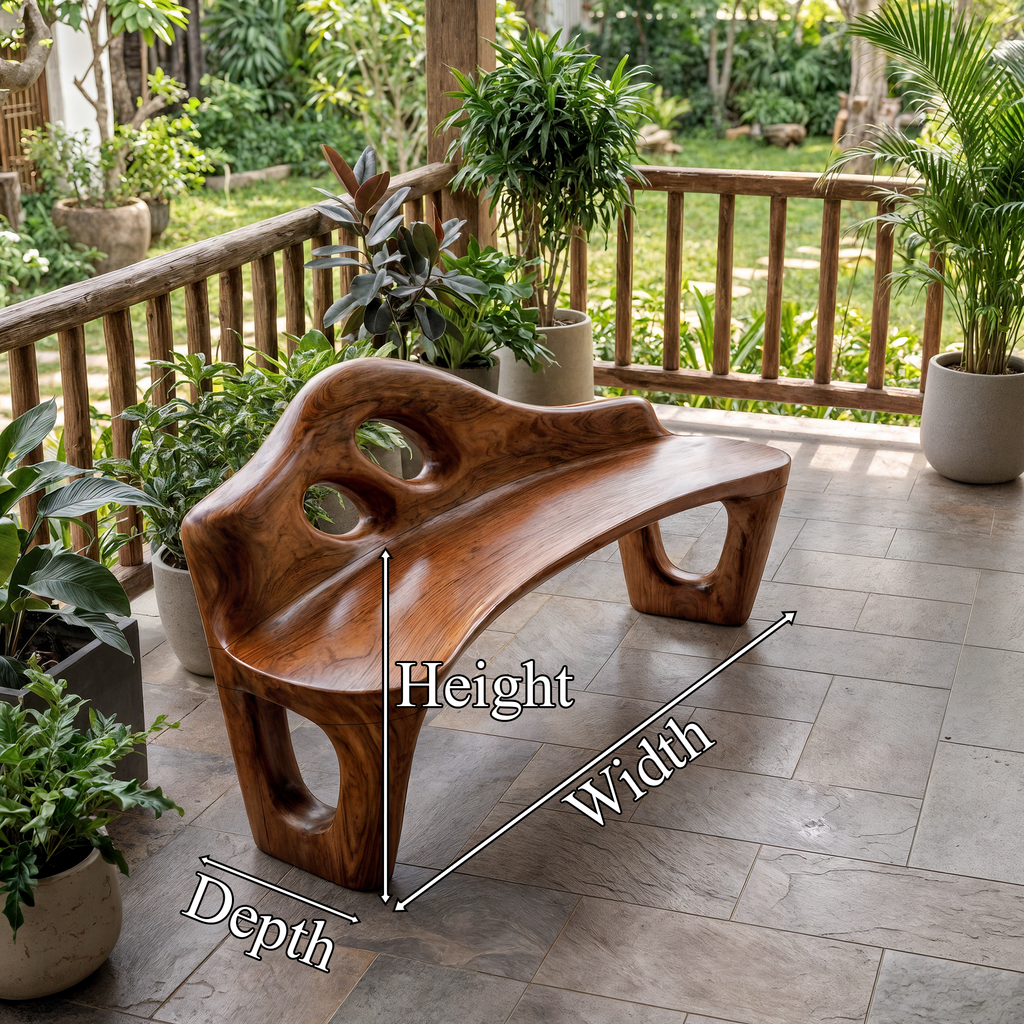 Sculptural Bench Handcrafted Freeform Design For Home