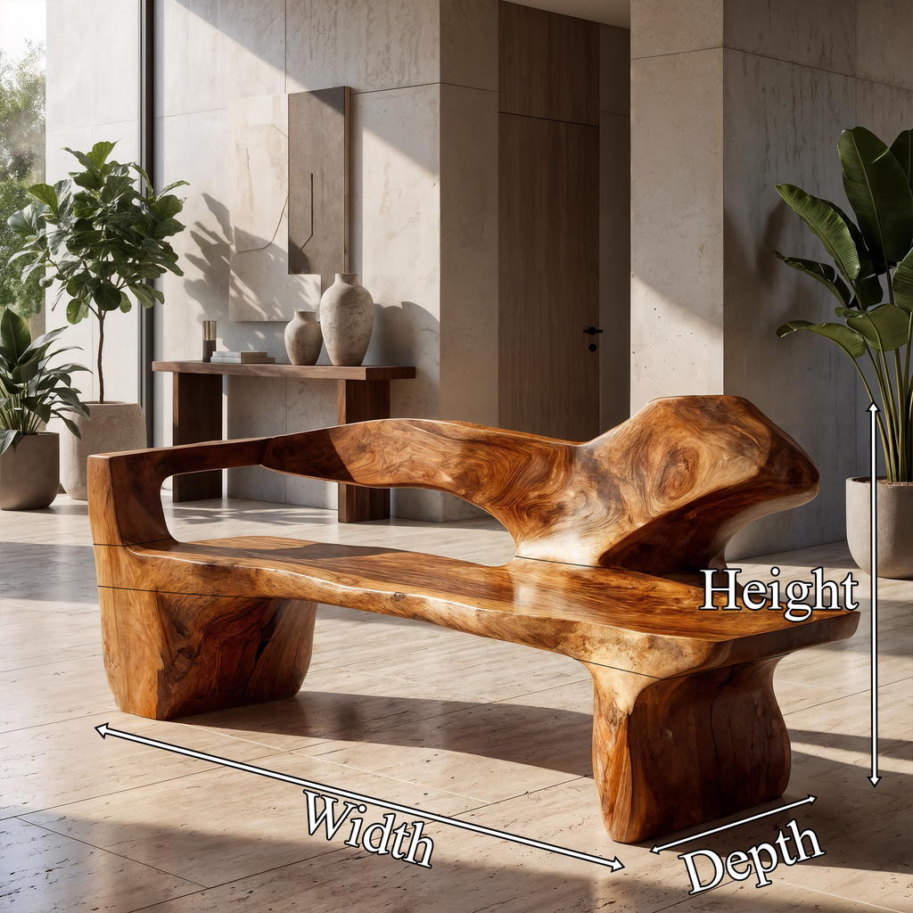 Rustic Bench Handcrafted Live Edge Design For Entryway