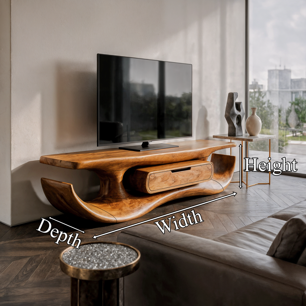 Organic Sculptural TV Cabinet For Living Room And Media Room