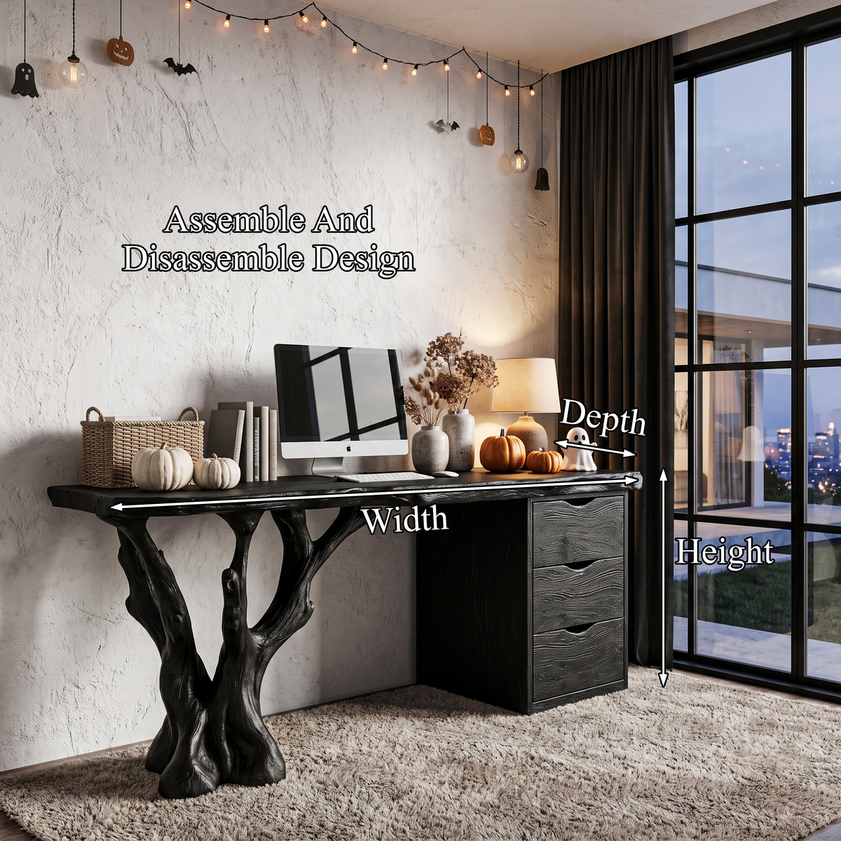 Mid Century Halloween Desk Branch Design For Study Room And Workspace
