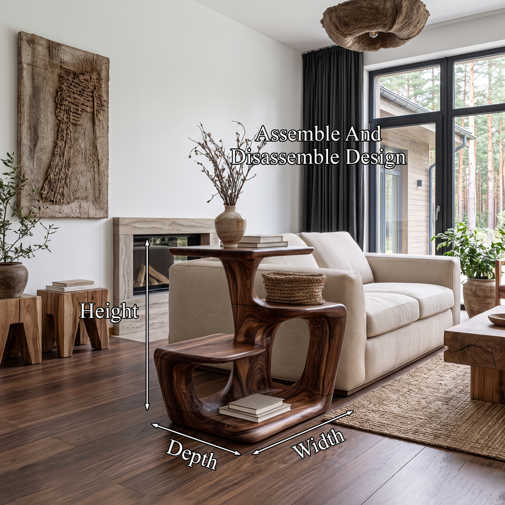 Modern Sculptural Side Table With Curved Form For Living Room