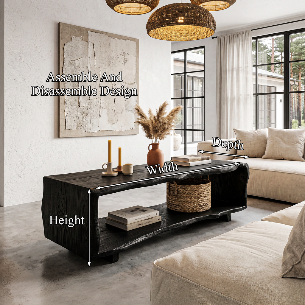 Natural Coffee Table With Bold Live Edge Frame For Living Room