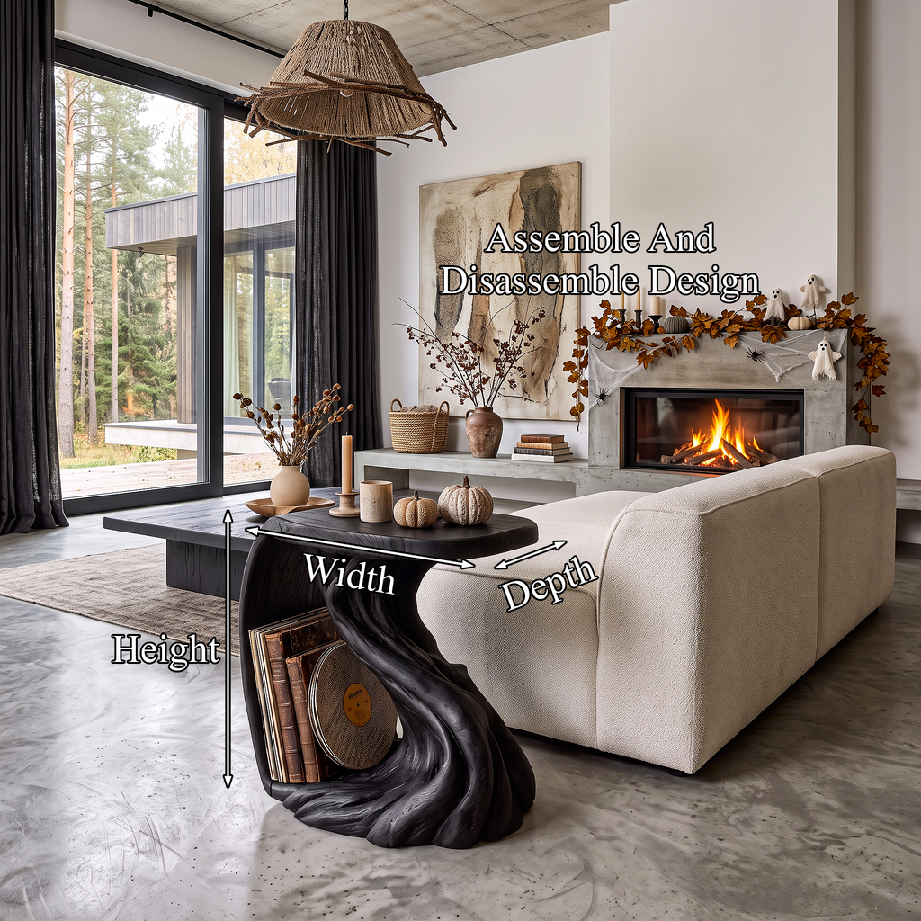 Rustic Beside Table With Halloween Inspired Twisted Base For Living Room