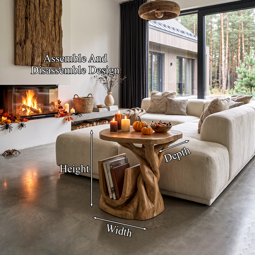 Organic Beside Table Halloween Inspired With Branch Base For Living Room