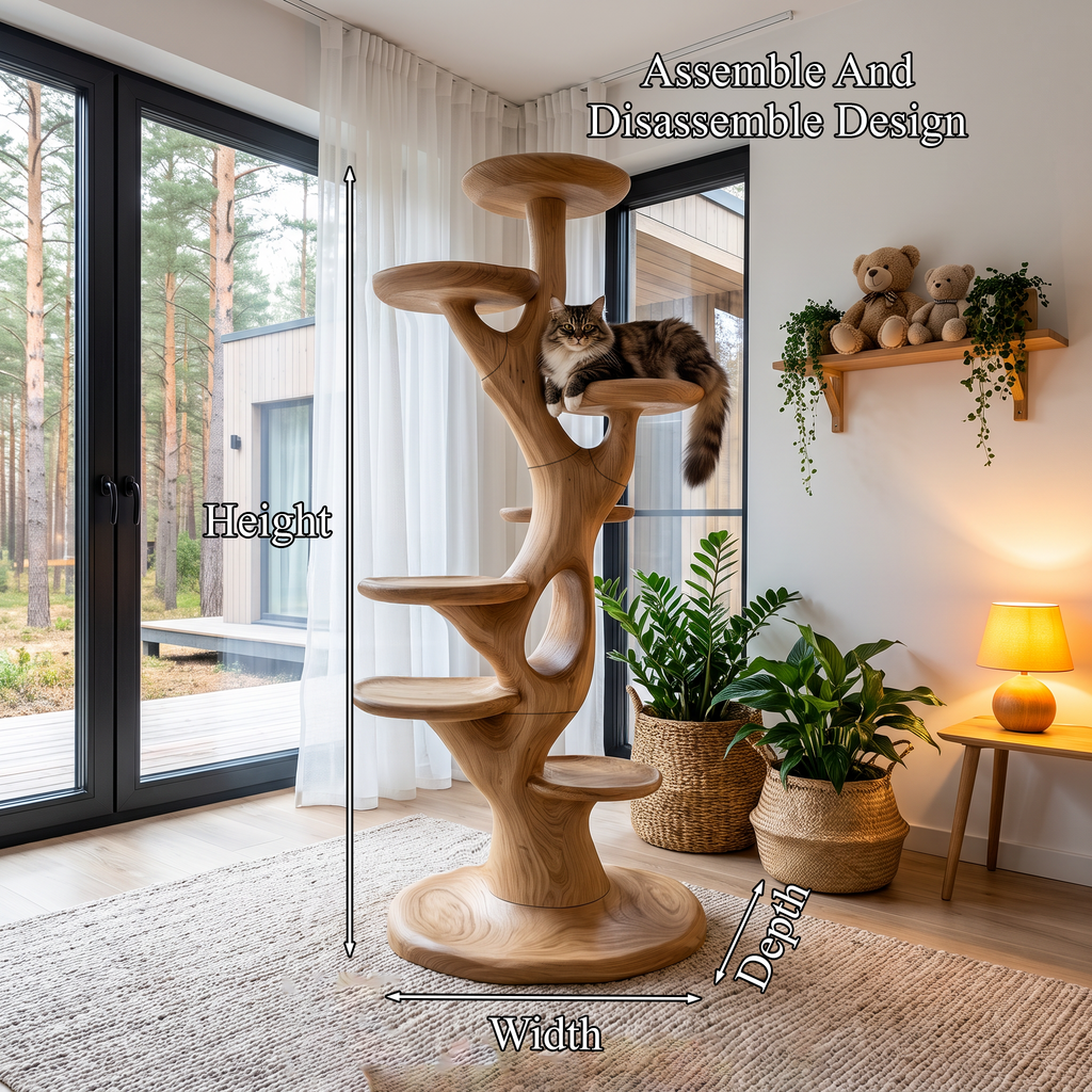 Sculptural Cat Tree With Multi Level Platforms For Indoor Cats