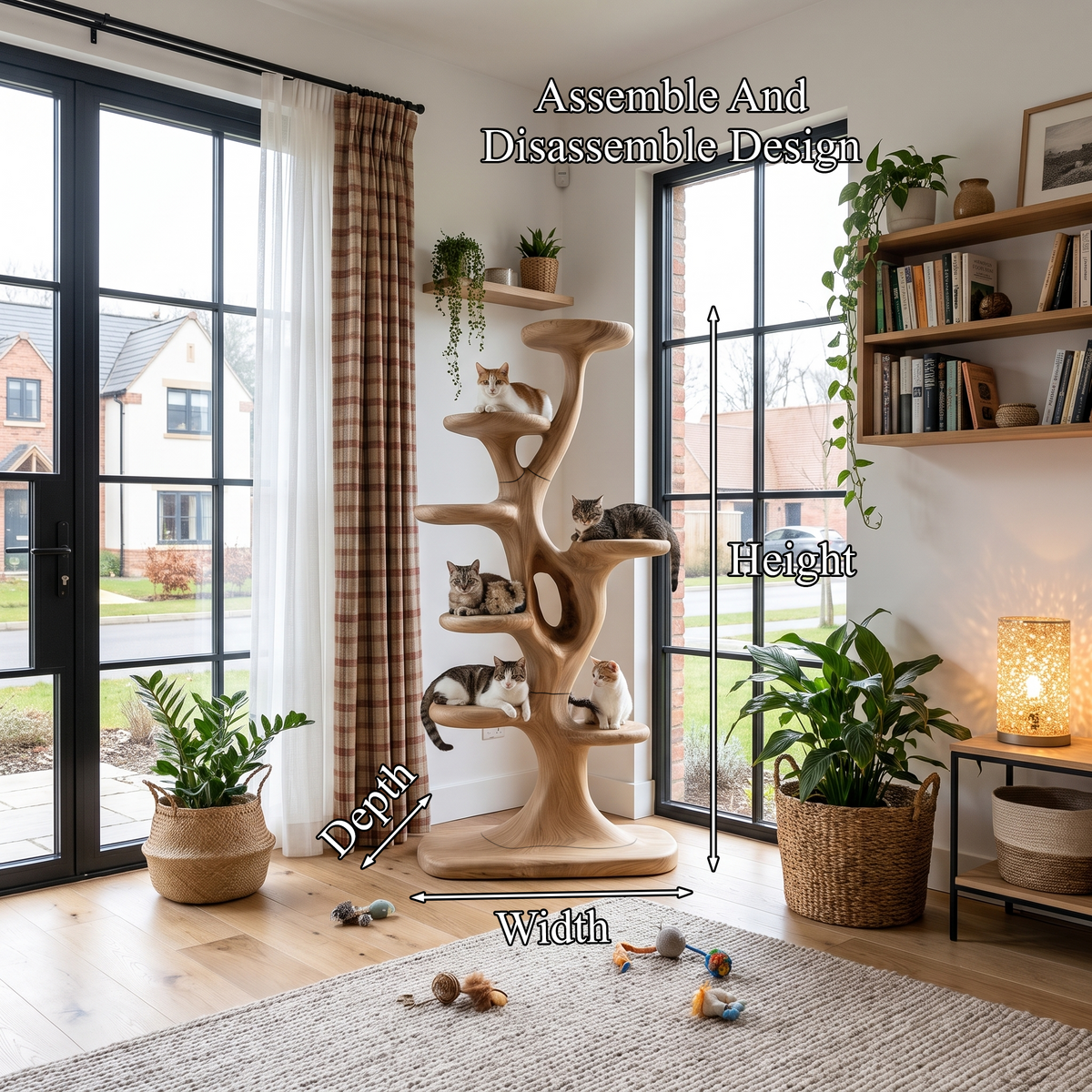 Modern Tree Shaped Cat Tree With Multi Level Platforms For Indoor Cats
